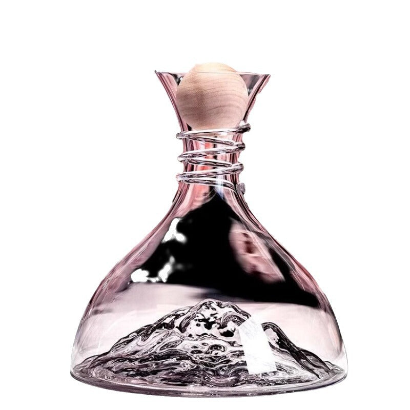 Mountain-Inspired Crystal Wine Decanter ? Sculptural Glass with Cork Stopper