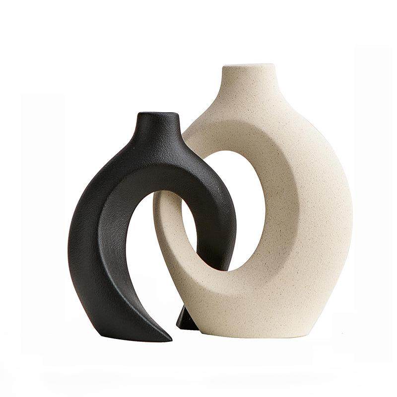 Sun Lake Supply 2-Piece Decorative Vase Set ? Modern Sculptural Ceramic Vases for Home Decor