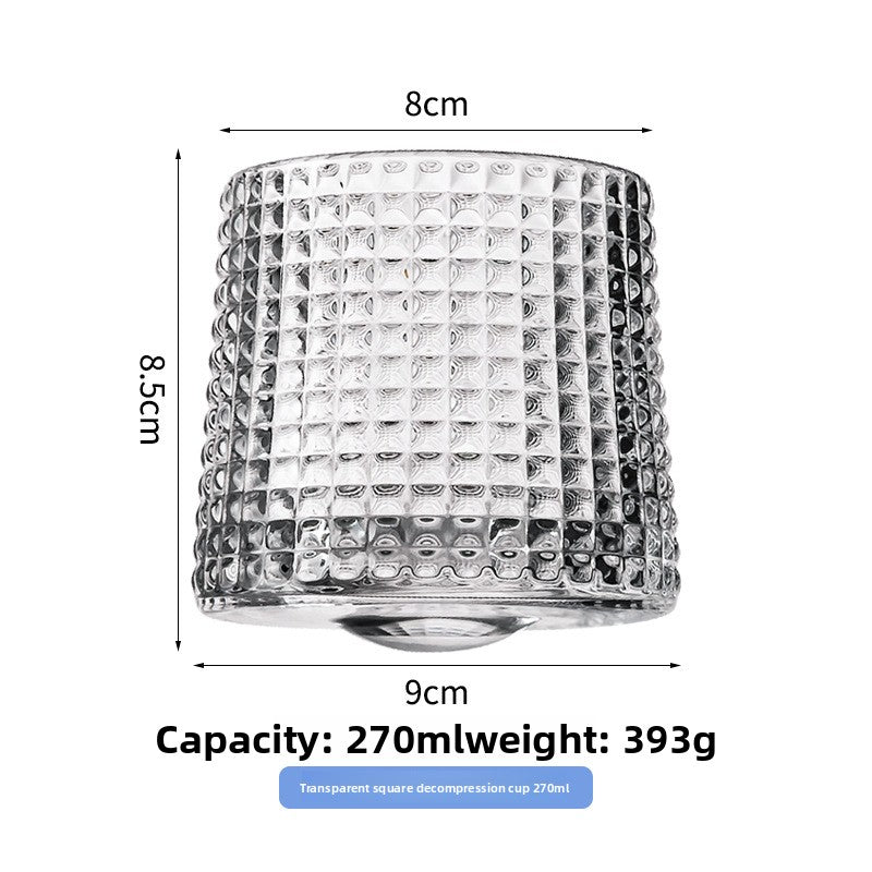 Rotating Pattern Whiskey Glass with Wooden Base
