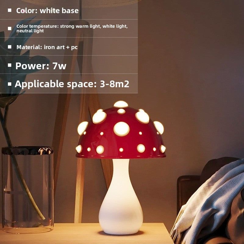 Mushroom decorated ambient desk lamp