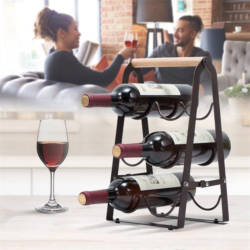 Modern Folding Wine Rack For Kitchen/Bar Sleek Iron Wood Minimalist Design