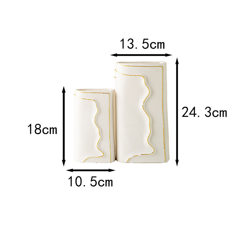 Book-Shaped Abstract Ceramic Vase Set (2-Piece) – Sculptural Modern Decor in Three Colors