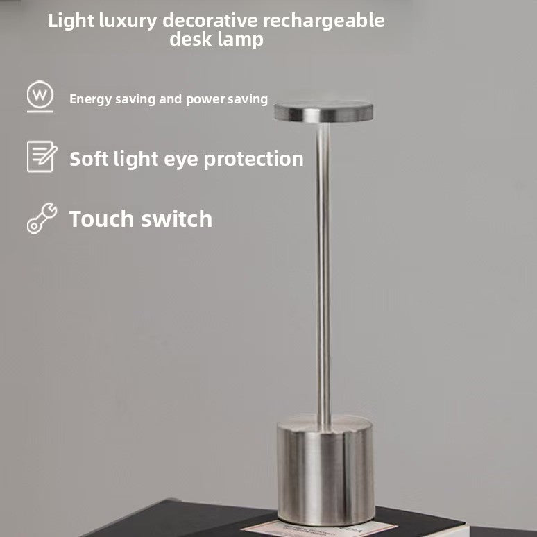 Modern minimalist LED rechargeable table lamp with touch dimming