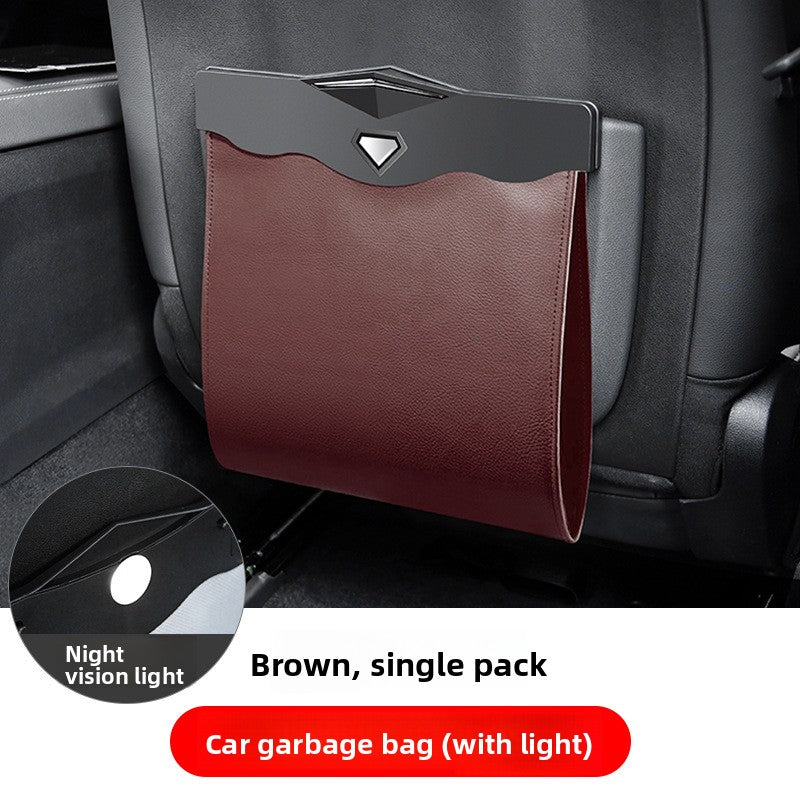 Sun Lake Leather Car Storage Bag Sleek Mounted Fabric Design