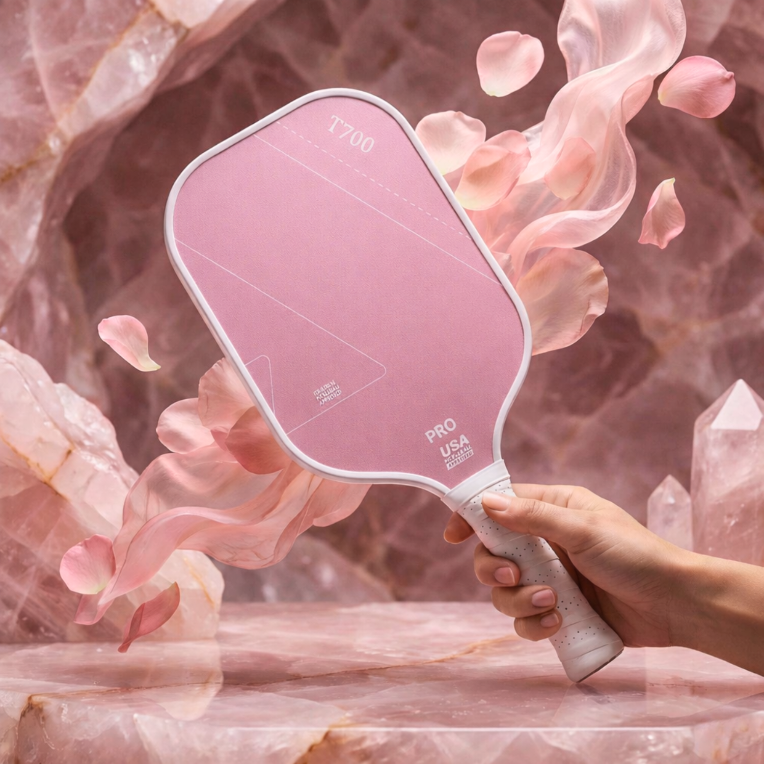 Rose Quartz Pink T700 Carbon Fiber Pickleball Paddle – 16mm Competition-Grade Control & Power Paddle