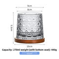 Rotating Pattern Whiskey Glass with Wooden Base
