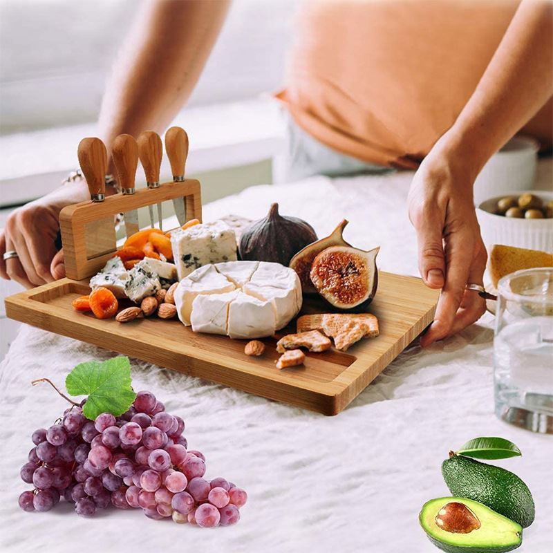 Sun Lake Supply Bamboo Wooden Cheese & Charcuterie Board Serving Tray