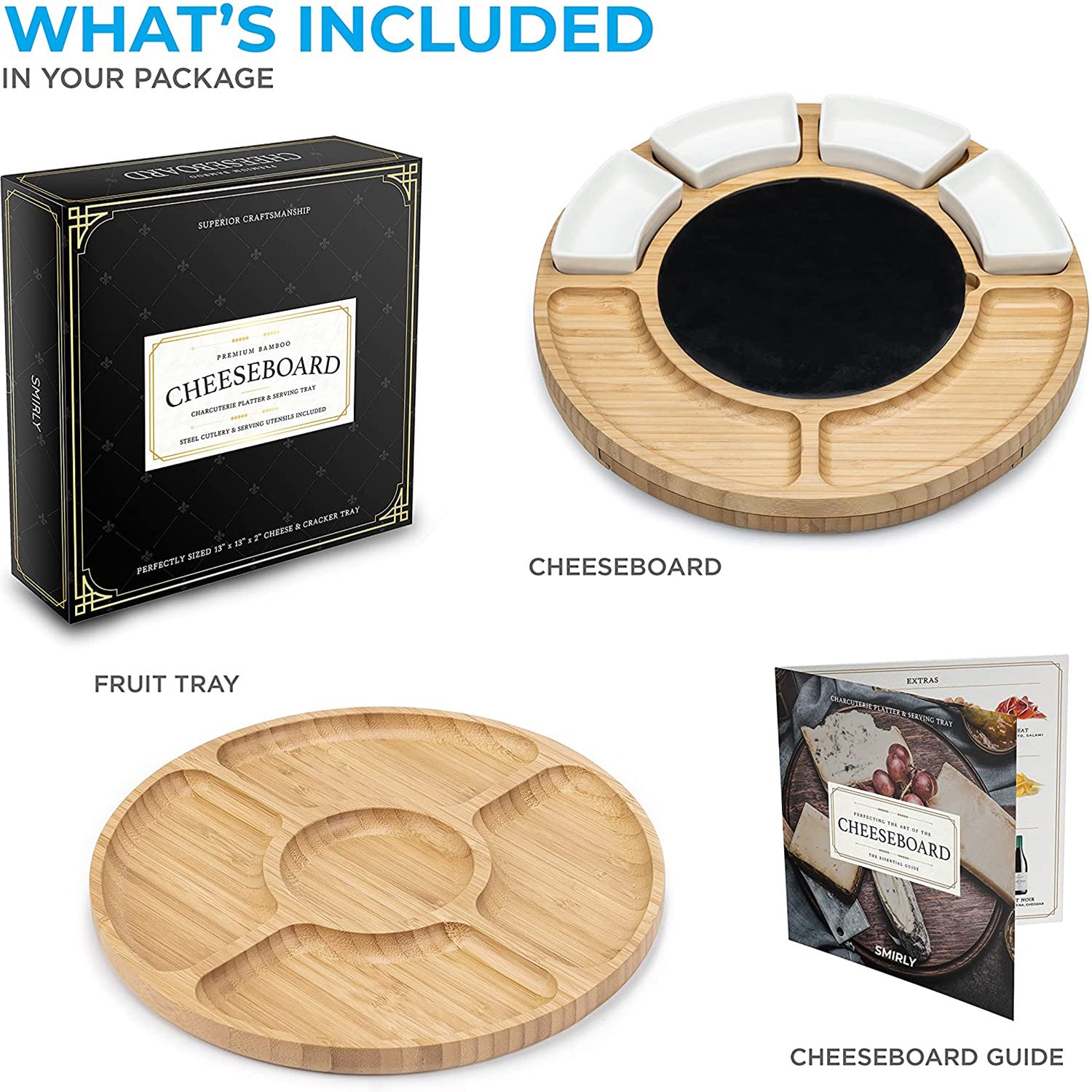 Sun Lake Supply Wooden Two-Drawer Cheese & Charcuterie Board Fruit Plate Serving Set