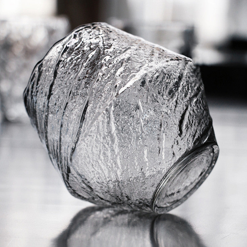 Hand-Blown Japanese Hammered Whiskey Glass – Glass Rock Tumbler for Bourbon, Scotch & Cocktails