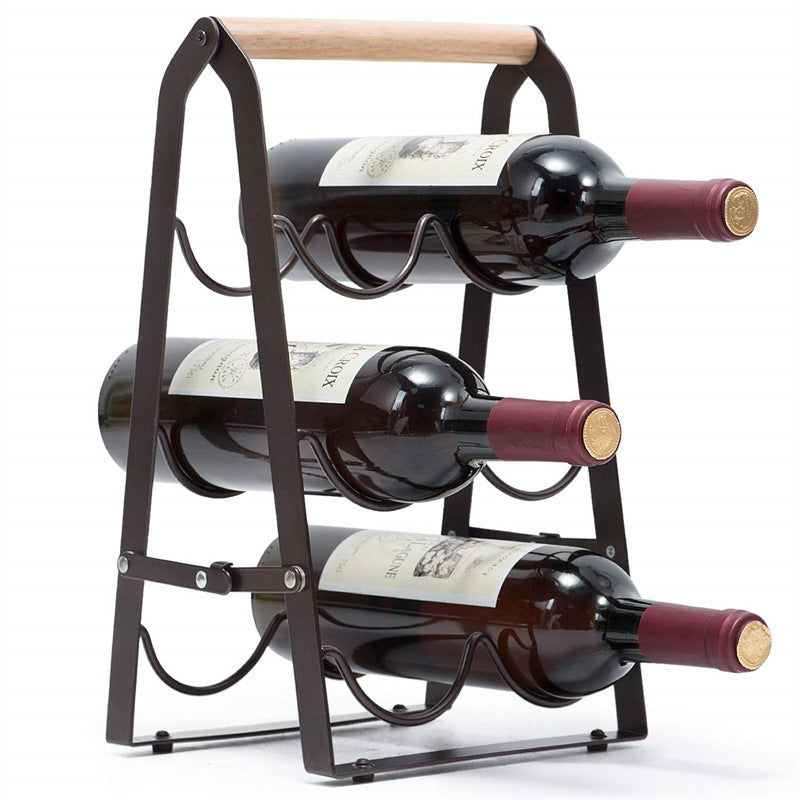 Modern Folding Wine Rack For Kitchen/Bar Sleek Iron Wood Minimalist Design