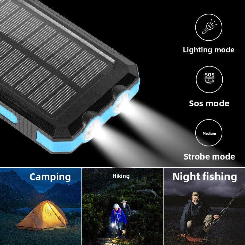 Sun Lake Waterproof Solar Charging Power Bank Battery Camping Flashlight