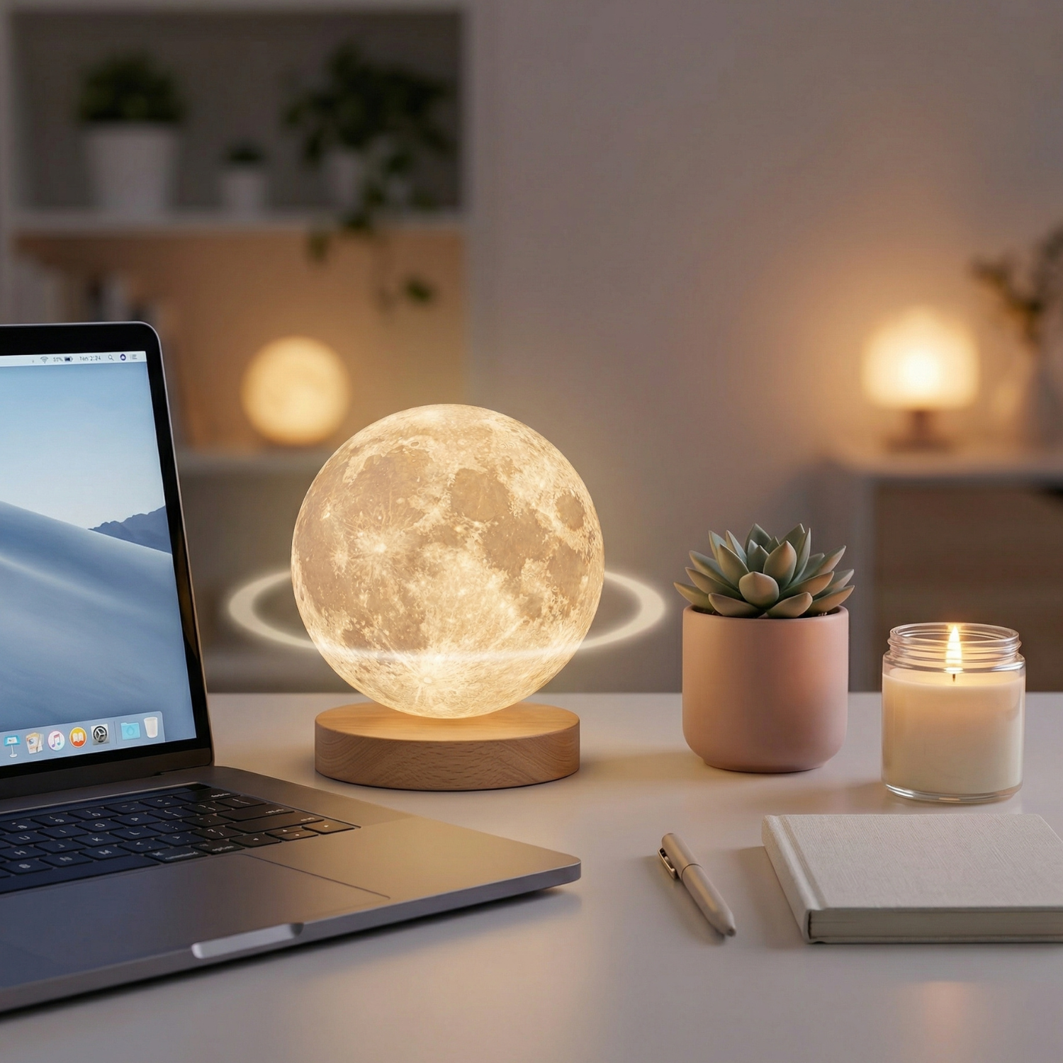 18cm 3D Moon Lamp with 360° Rotation – LED Night Light, Remote Control, 3-Color Warm White & 16-Color RGB Multicolor Bedside Lamp