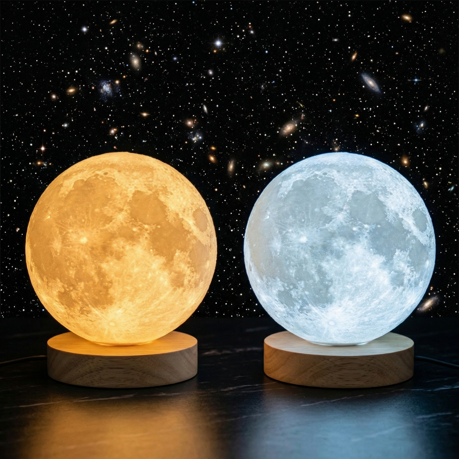 18cm 3D Moon Lamp with 360° Rotation – LED Night Light, Remote Control, 3-Color Warm White & 16-Color RGB Multicolor Bedside Lamp