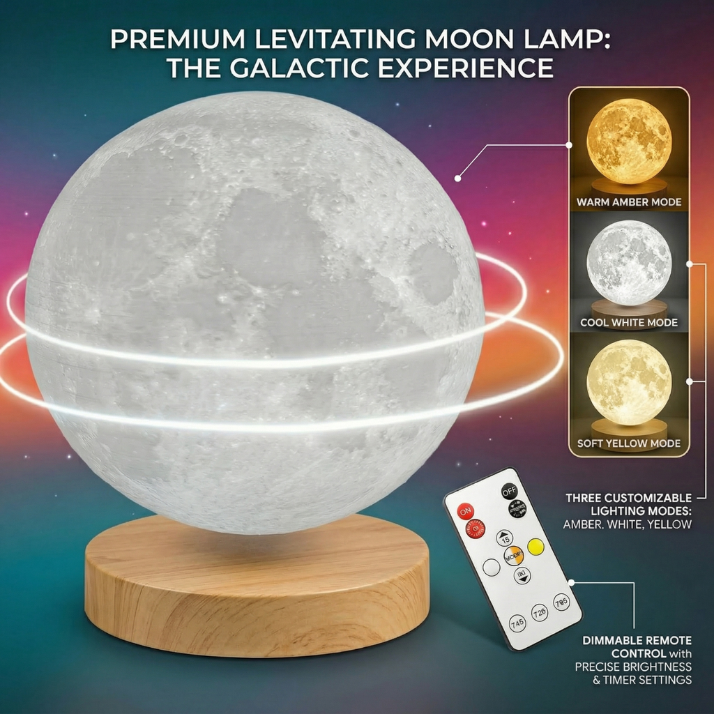 3-color moon lamp with warm amber, cool white, and soft yellow modes