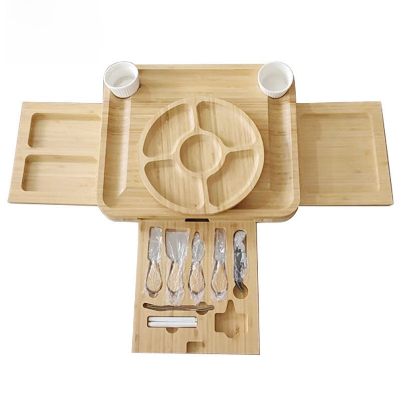 Sun Lake Supply Three-Drawer Bamboo Cheese & Charcuterie Serving Plate Platter