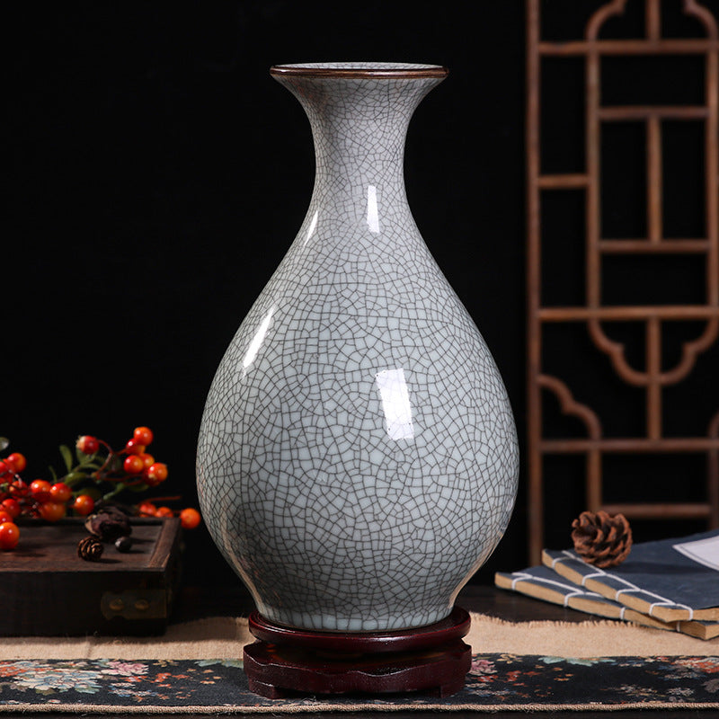 Crackle Glaze Porcelain Vase Collection - Handcrafted Ceramic Decor in Multiple Silhouettes