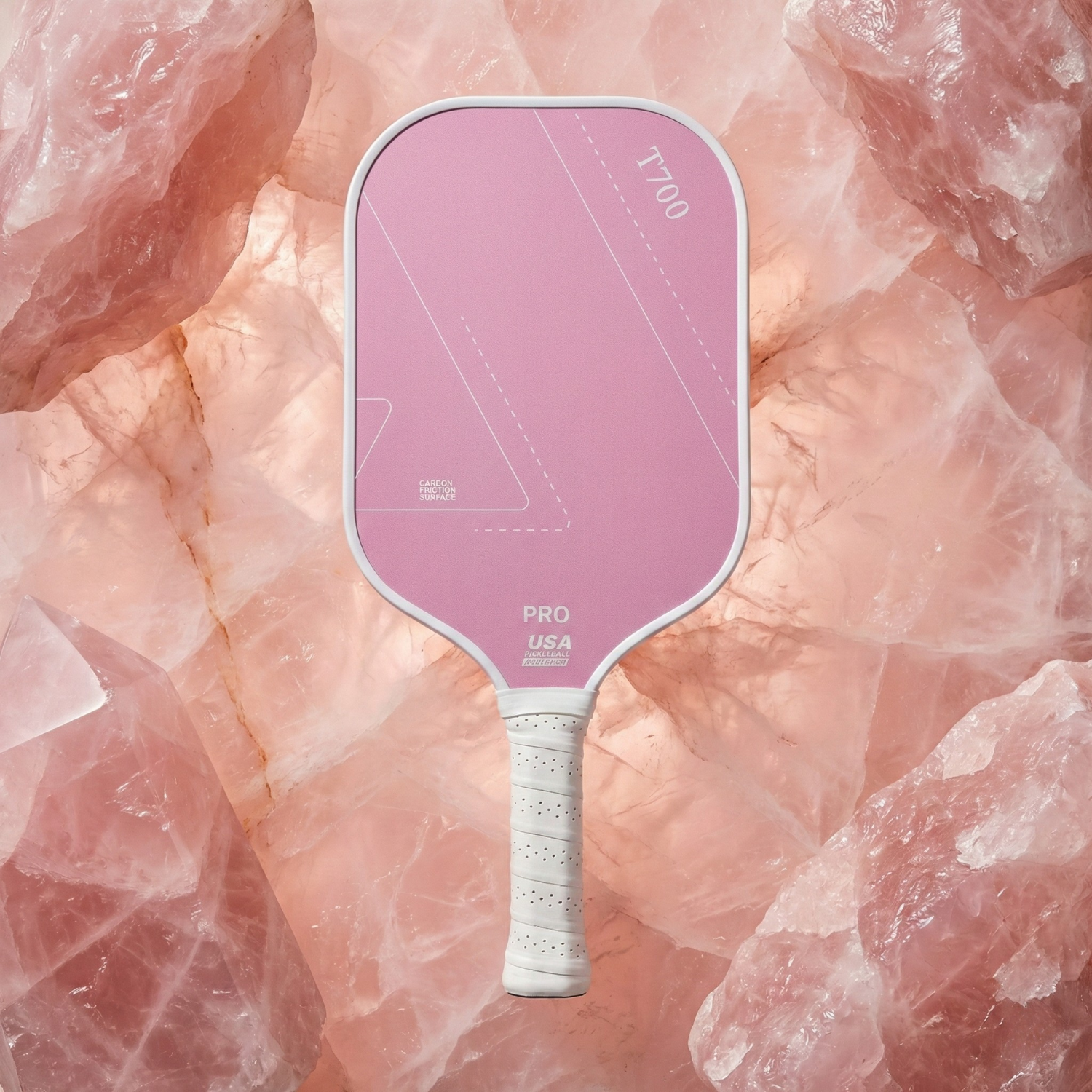 Rose Quartz Pink T700 Carbon Fiber Pickleball Paddle – 16mm Competition-Grade Control & Power Paddle