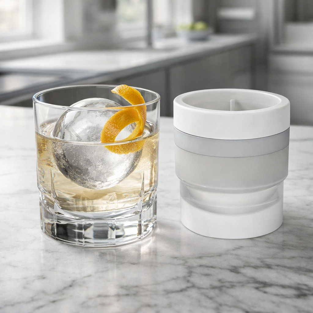 Large Sphere Ice Cube Mold Tray (6cm) – Easy-Release Round Ice Ball Maker for Whiskey, Bourbon, Cocktails & Iced Coffee