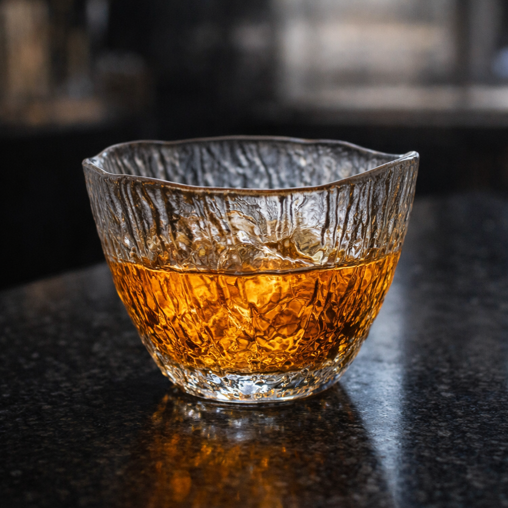 Japanese Hammered Whiskey Glass Tumbler (Lead-Free, Heat-Resistant) – Minimalist 160ml Cup for Bourbon, Scotch & Cocktails