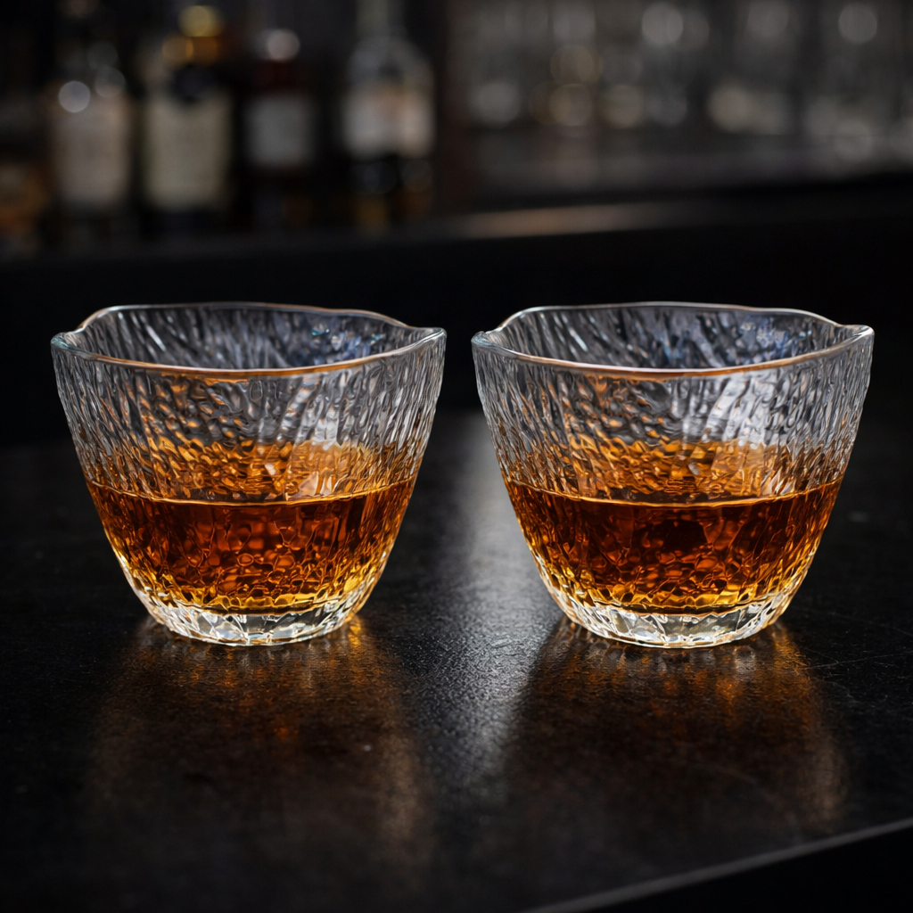 Japanese Hammered Whiskey Glass Tumbler (Lead-Free, Heat-Resistant) – Minimalist 160ml Cup for Bourbon, Scotch & Cocktails