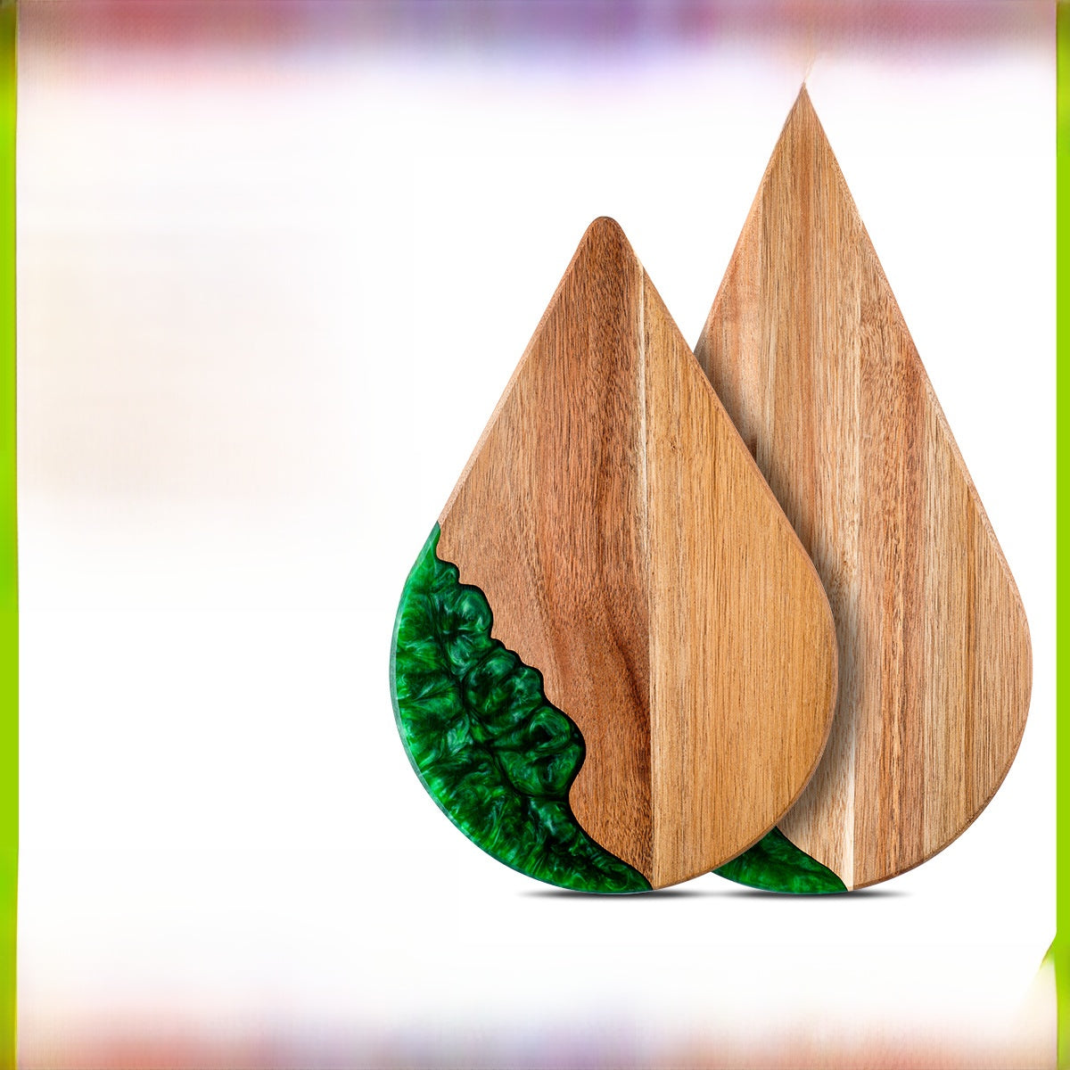 Sun Lake Supply Acacia Wood Resin Cutting Board Acacia Teardrop Shape Kitchen Chopping Board