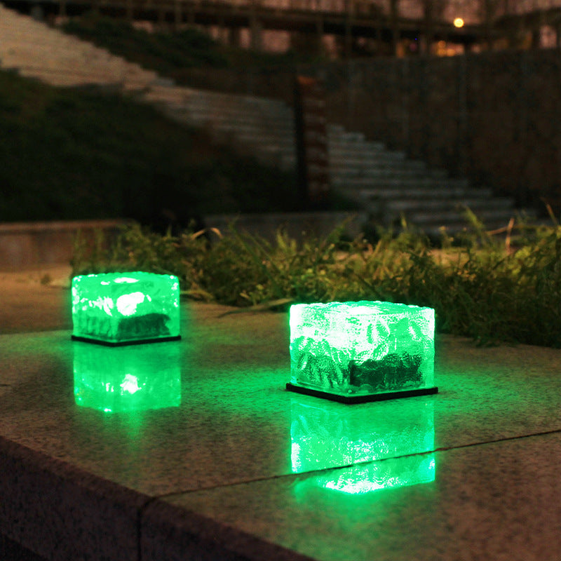 Solar-Powered Outdoor Ice Brick Lamp