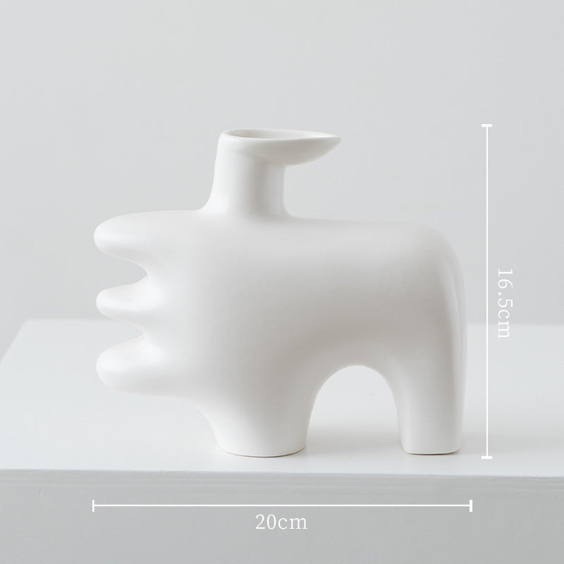 Abstract Sculptural Ceramic Vase – Modern Statement Decor in Obsidian Black or Ivory White