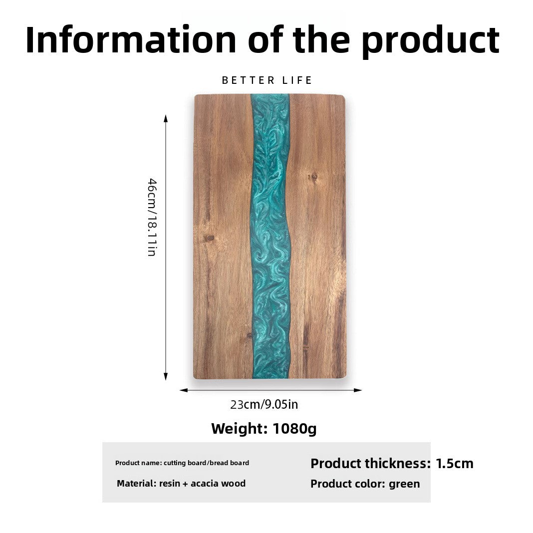 Acacia Wood & Resin Cutting Board, Modern Cheese and Bread Board, Durable Kitchen Chopping Board