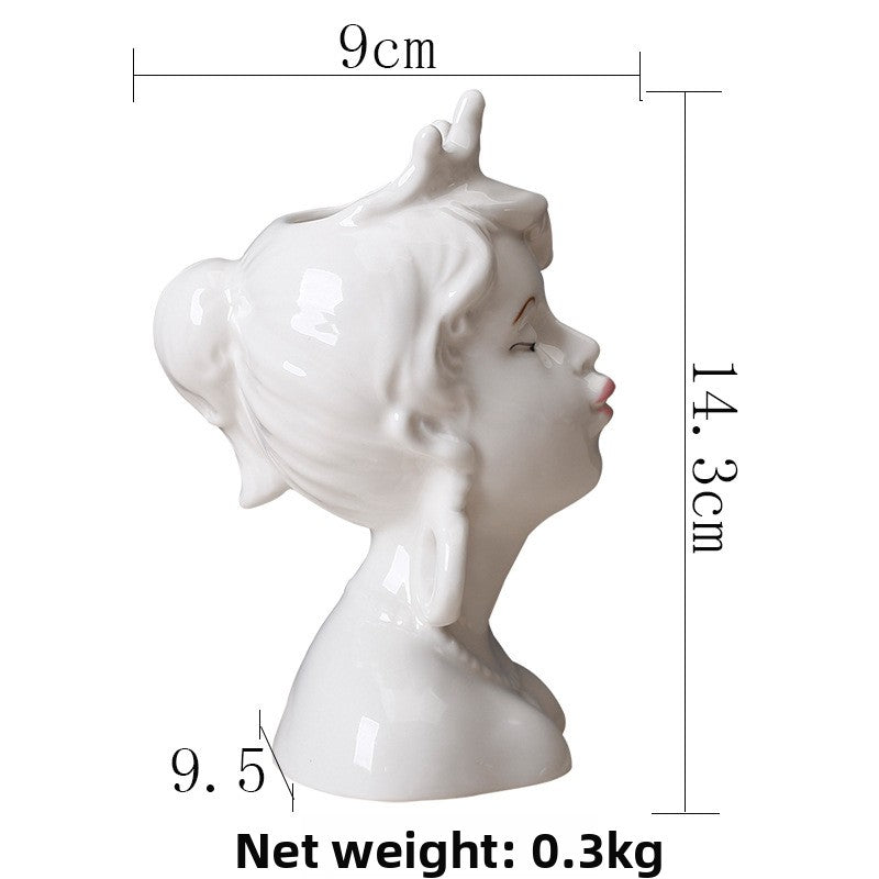 Kissing Face Ceramic Vase – Modern Sculptural Planter in Male & Female Designs