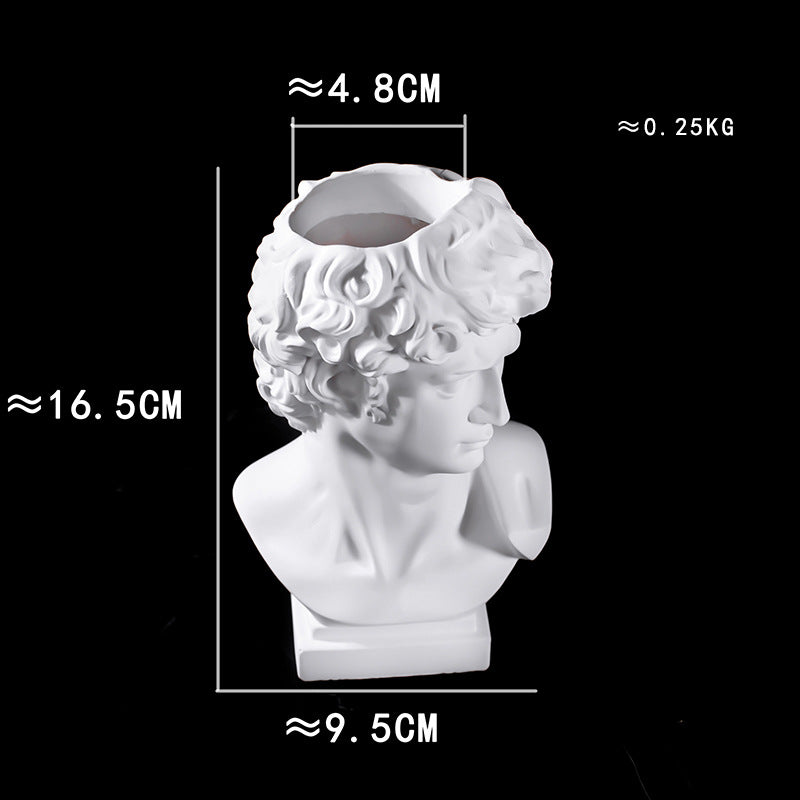 Sun Lake Supply David Head Vase Classical Greek Bust Decorative Organizer