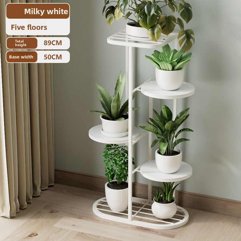Sun Lake Supply 5-Tier Iron Plant Stand Modern Multi-Level Flower Stand for Indoor & Outdoor Plants