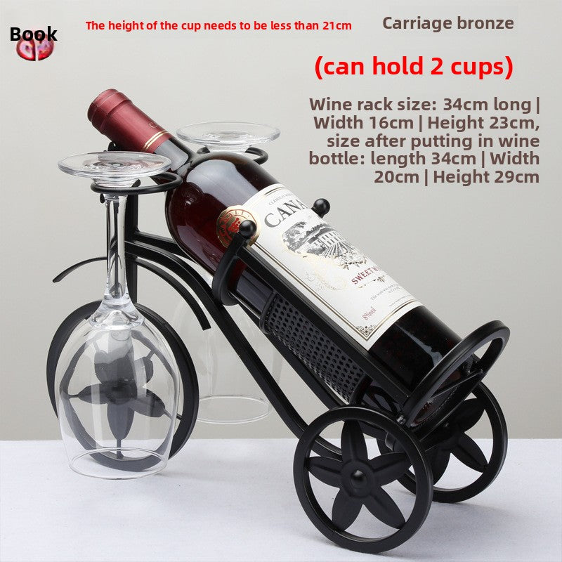 Sun Lake Supply Floral Carriage Wine Bottle Wine Glass Holder Home Decor