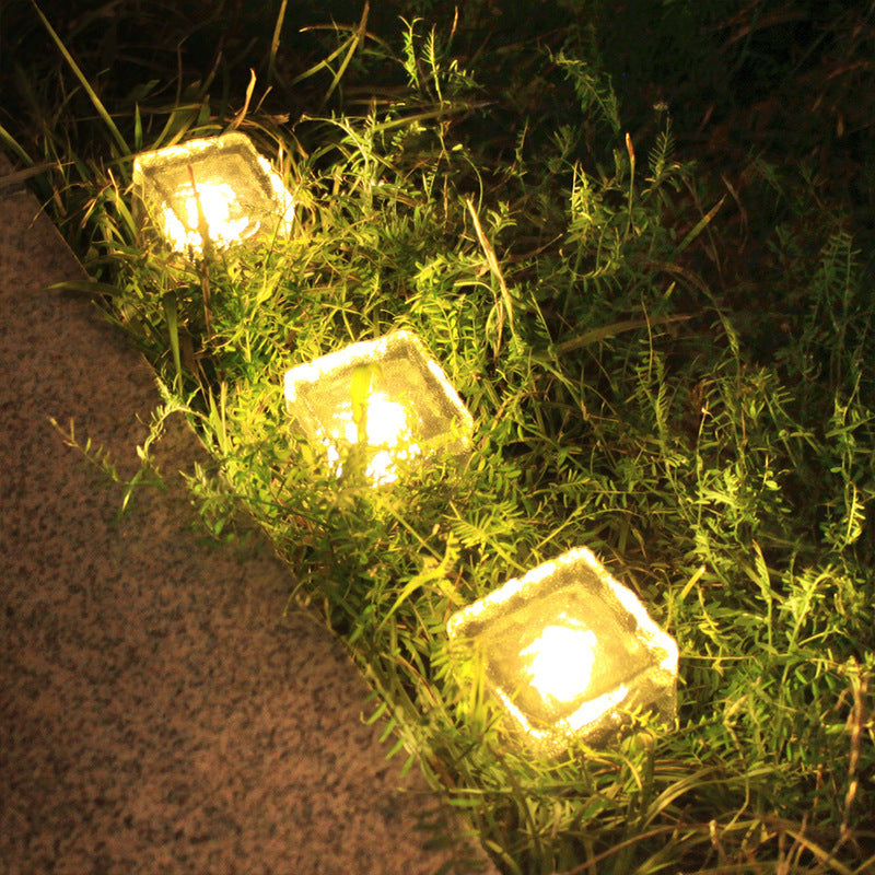 Solar-Powered Outdoor Ice Brick Lamp
