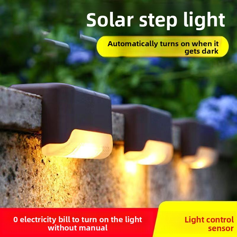 Solar-powered step lights and outdoor garden lights