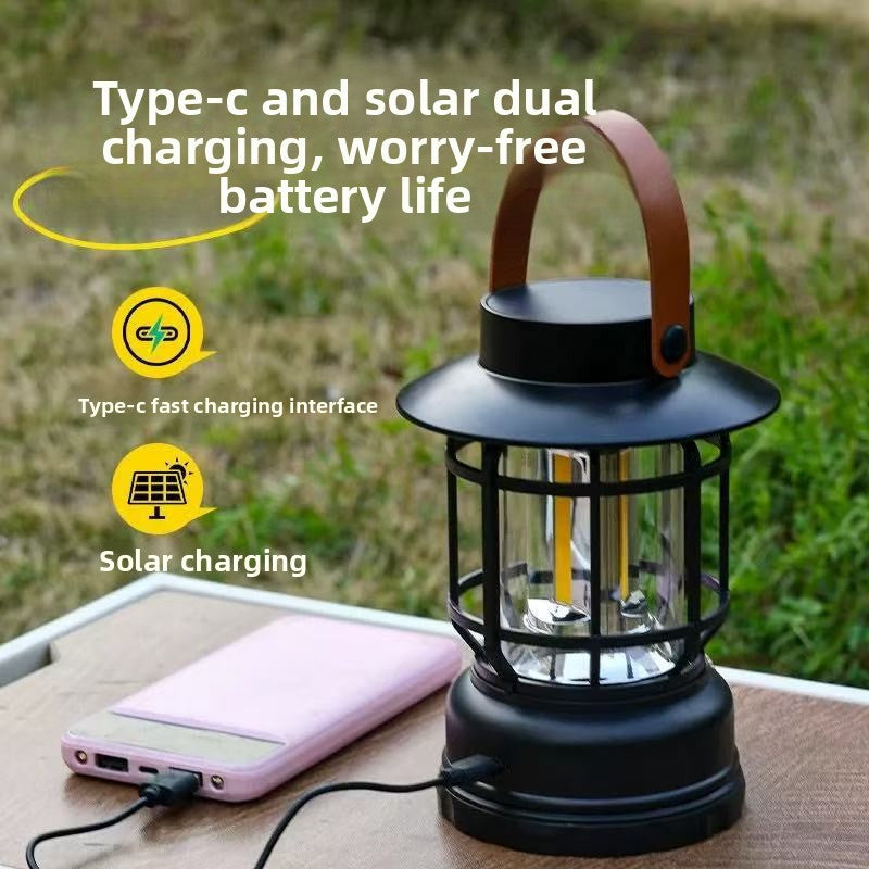 Sun Lake Outdoor Solar Camping Lantern Waterproof Hanging Design