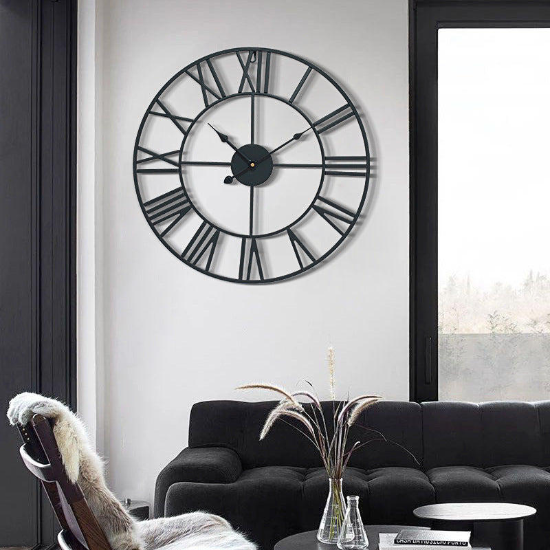 Retro Wrought Iron Wall Clock with Quartz Movement