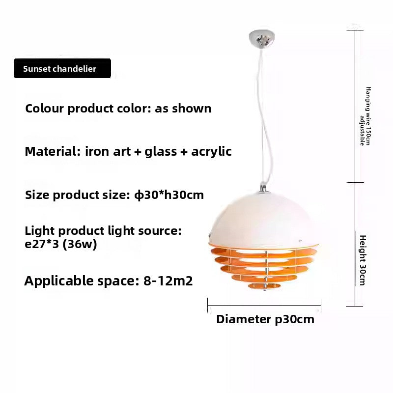 Retro Bauhaus Sunset Orange LED Chandelier