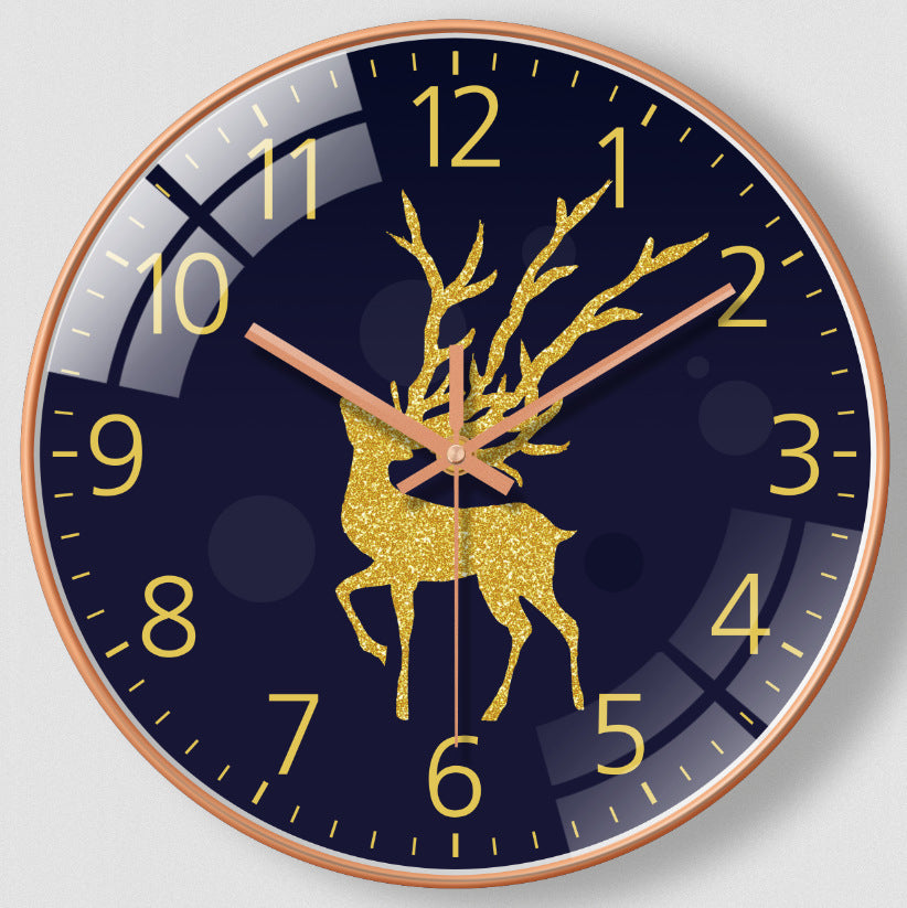 Silent Nordic Deer Wall Clock (8-Inch) – Modern Round Battery Quartz Decor for Living Room, Bedroom, Office
