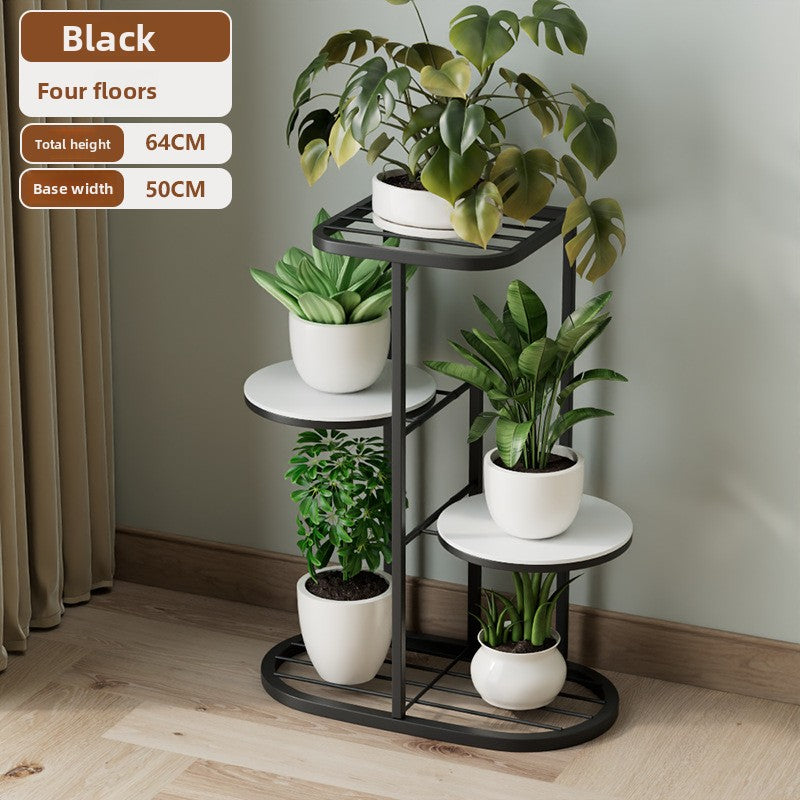 Sun Lake Supply 5-Tier Iron Plant Stand Modern Multi-Level Flower Stand for Indoor & Outdoor Plants