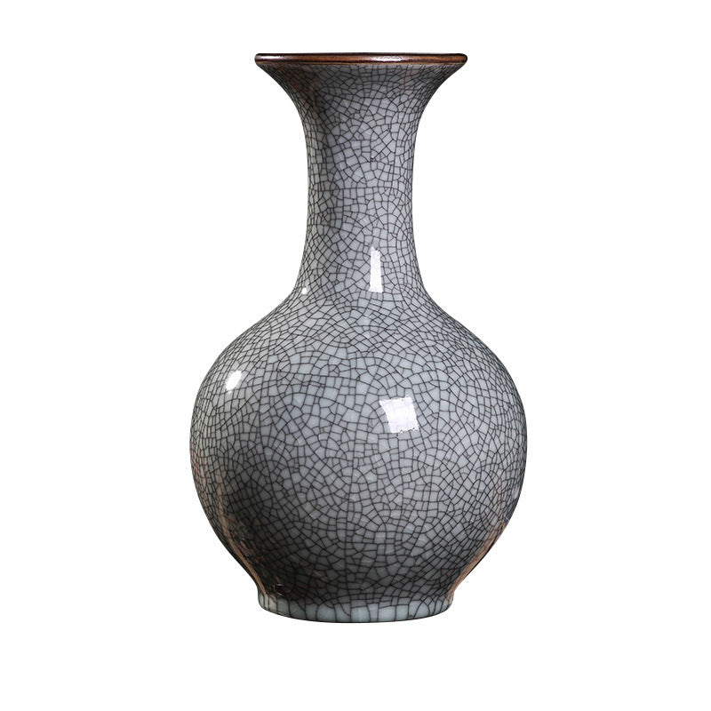 Crackle Glaze Porcelain Vase Collection - Handcrafted Ceramic Decor in Multiple Silhouettes