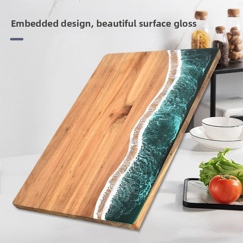 Sun Lake Supply Coastal Resin Charcuterie & Cutting Board Ocean Wave Wood Serving Board