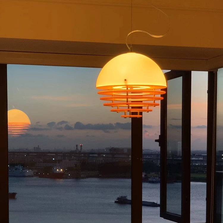 Retro Bauhaus Sunset Orange LED Chandelier