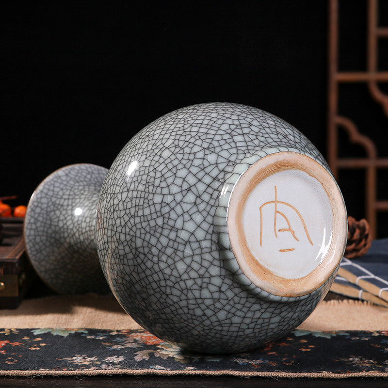 Crackle Glaze Porcelain Vase Collection - Handcrafted Ceramic Decor in Multiple Silhouettes