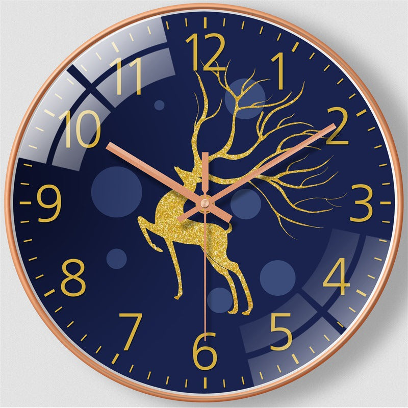 Silent Nordic Deer Wall Clock (8-Inch) – Modern Round Battery Quartz Decor for Living Room, Bedroom, Office