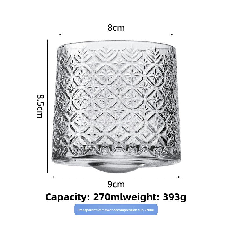 Rotating Pattern Whiskey Glass with Wooden Base