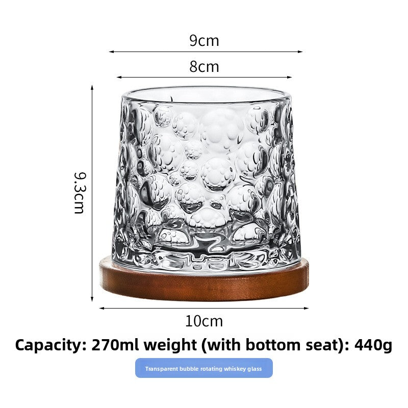 Rotating Pattern Whiskey Glass with Wooden Base