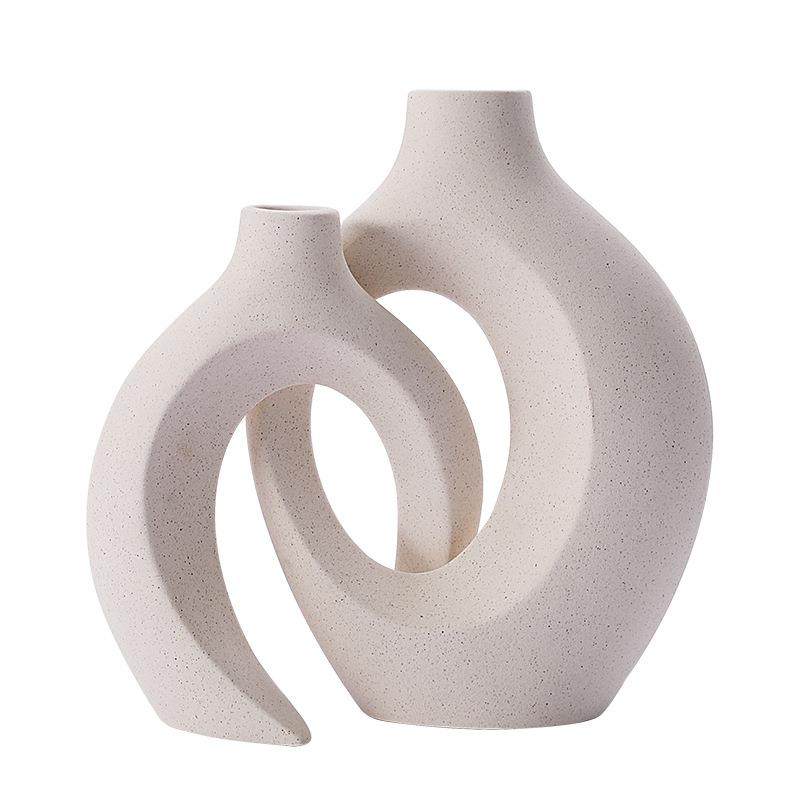 Sun Lake Supply 2-Piece Decorative Vase Set ? Modern Sculptural Ceramic Vases for Home Decor