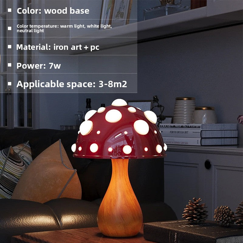 Mushroom decorated ambient desk lamp