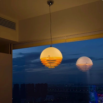 Retro Bauhaus Sunset Orange LED Chandelier