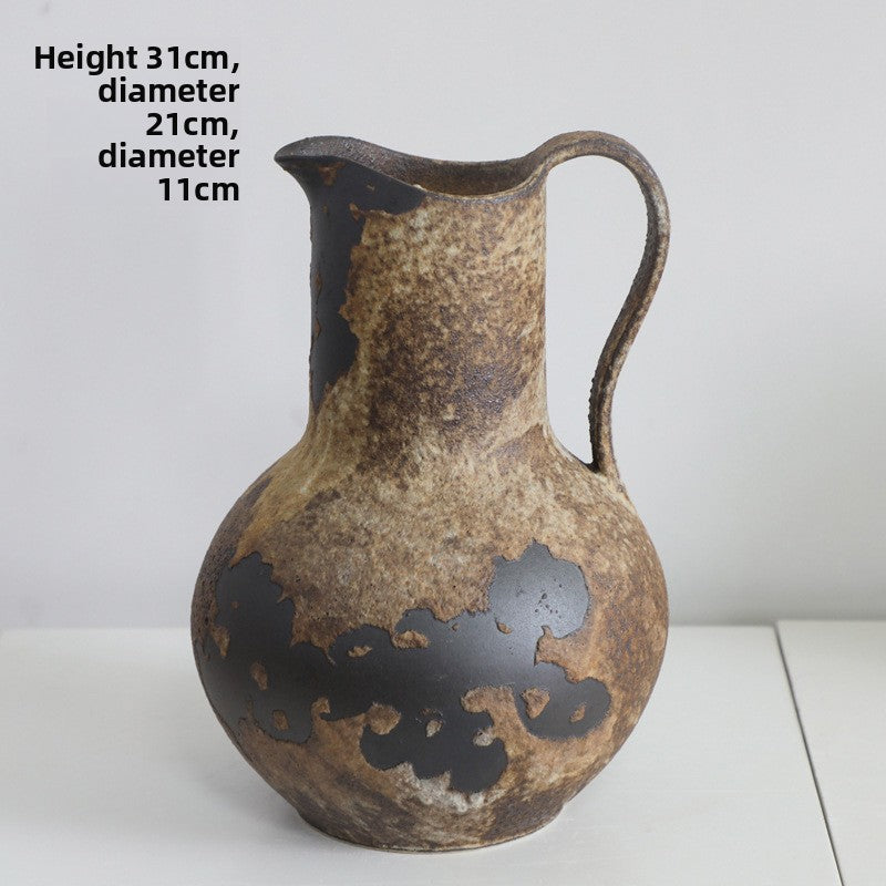 Sun Lake Supply Wabi-Sabi Ceramic Vase Rustic Pour Textured Decorative Vase